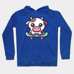 cow on a Skateboard Hoodie